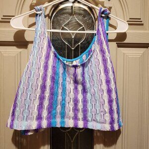 Mesh/Woven Crop Top
